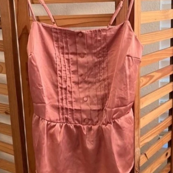 Monteau Rose Pink Sati Peplum Cami Tank Top M - Picture 5 of 5